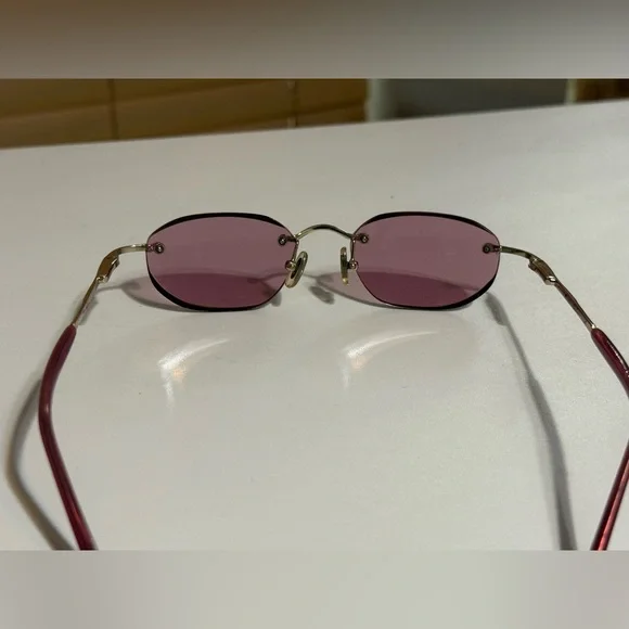 Fossil Pink Rimless Sunglasses | Y2K Vintage Vibe | Designer Shades - Picture 5 of 10